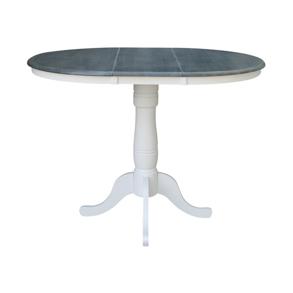 International Concepts Round 36 in Rd Top Ped Table, 12 in Leaf, Bar Ht, White/Heather Gray, 36 W, 48 L, 41.3 in H, Wood K05-36RXT-6B-2 - main